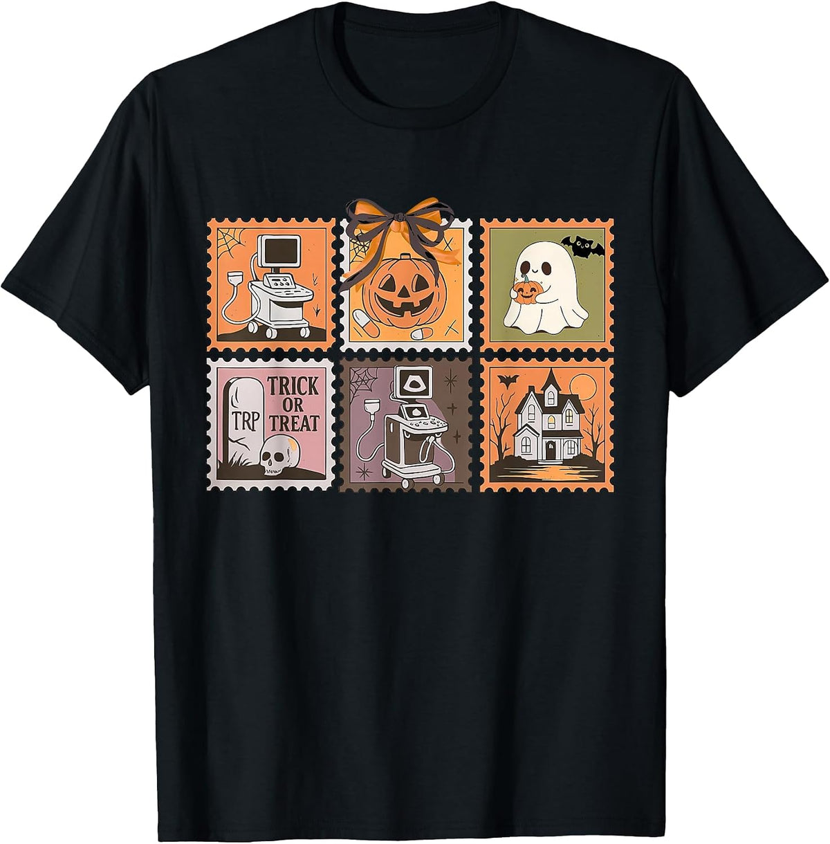 Stamp Coquette Sonographer Ultrasound Tech Halloween MFM T-Shirt - Black