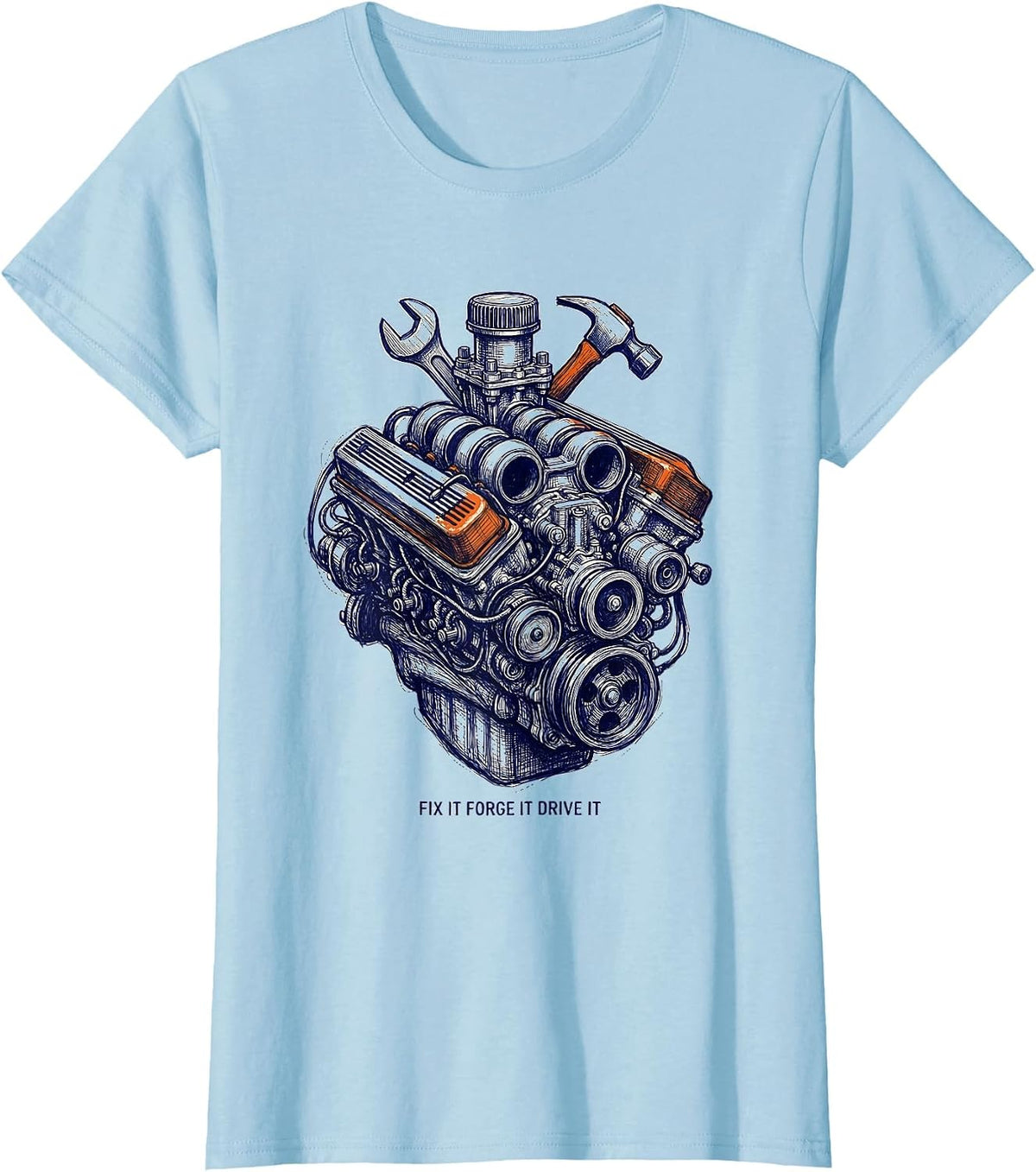 Women's Valley Forge Automotive Fix It Forge It Drive It T-Shirt - Baby Blue