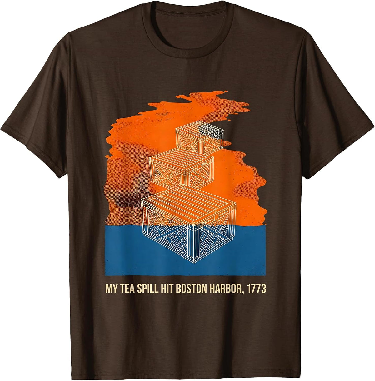 Men's My Tea Spill Hit Boston Harbor, 1773 Funny History Teacher T-Shirt - Brown