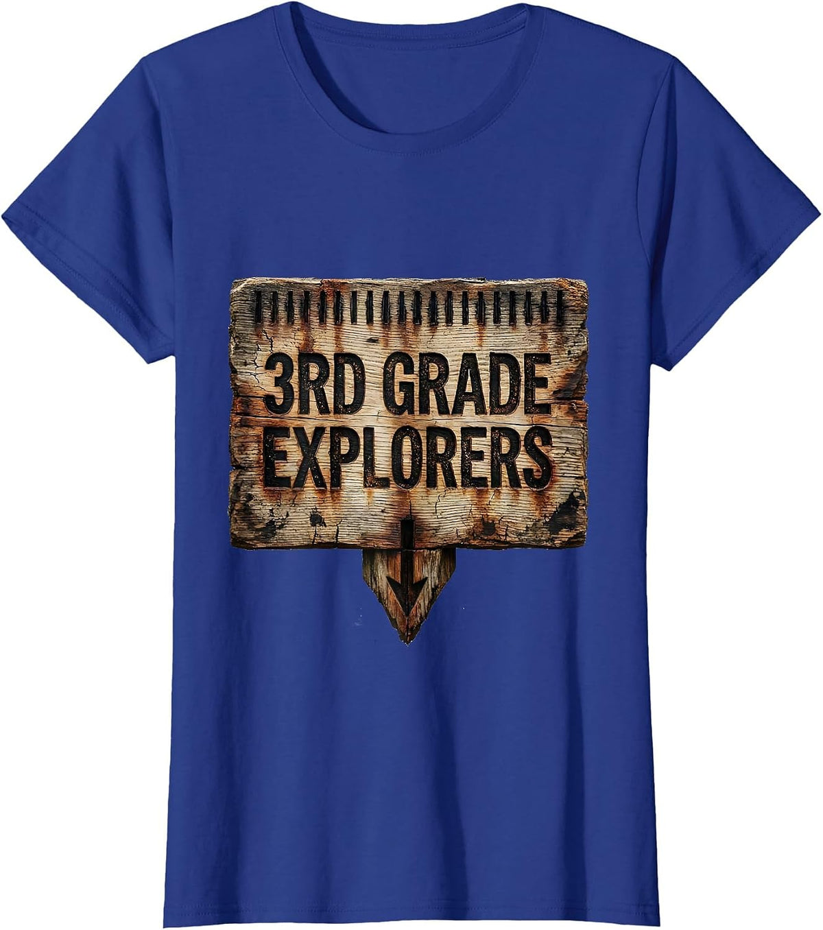 Women's 3rd Grade Explorers Distressed Back To School Teacher T-Shirt - Royal Blue