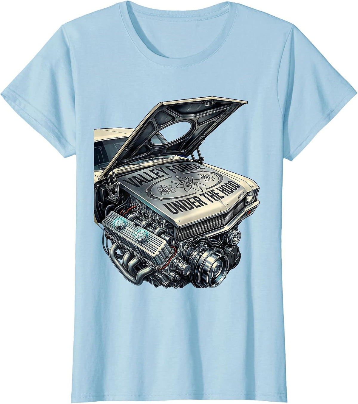 Women's Valley Forge Under the Hood Automotive Design T-Shirt - Baby Blue
