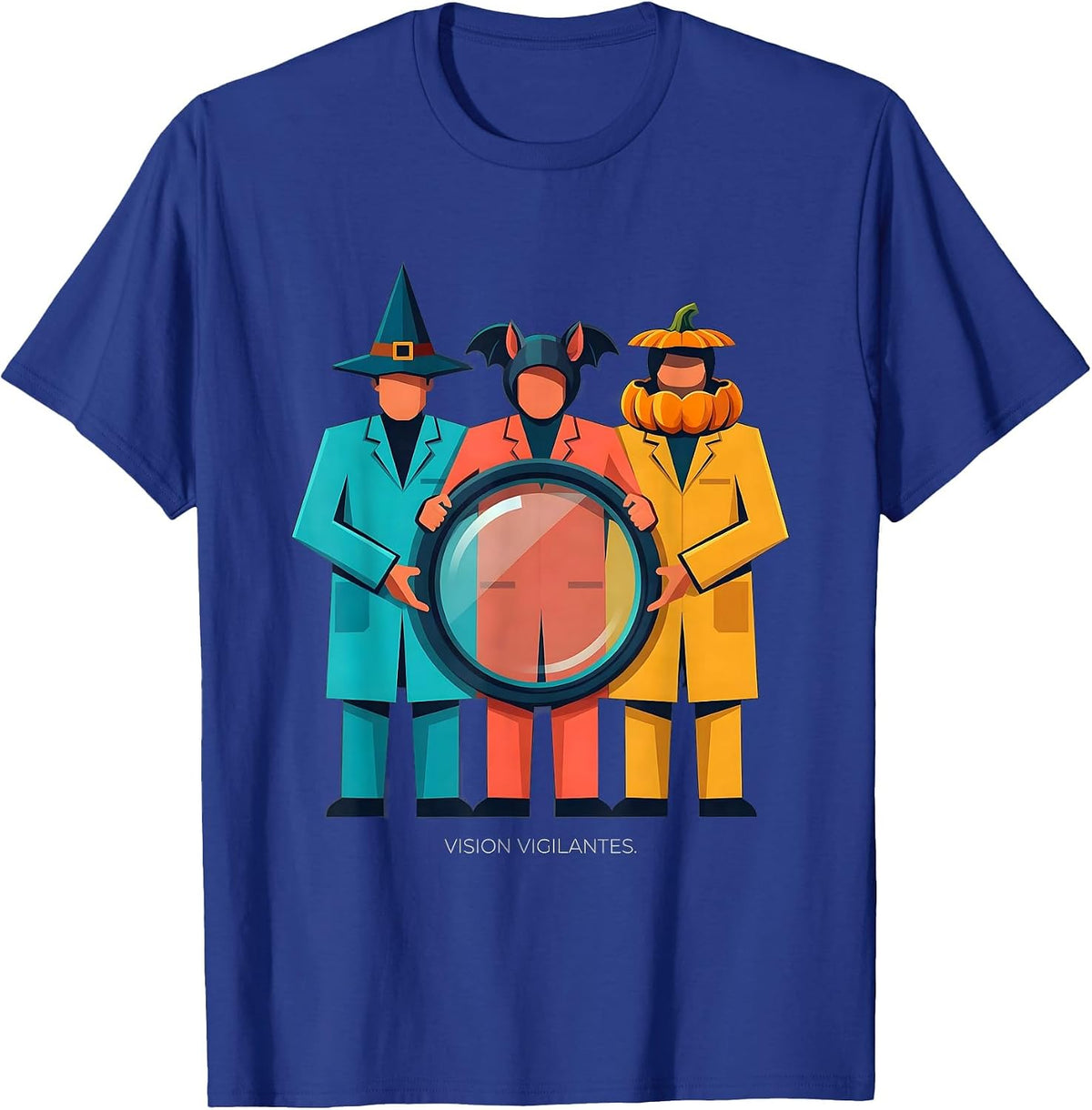 Men's Vision Vigilantes Flat Vector Halloween Optometrist Eye T-Shirt - Royal Blue