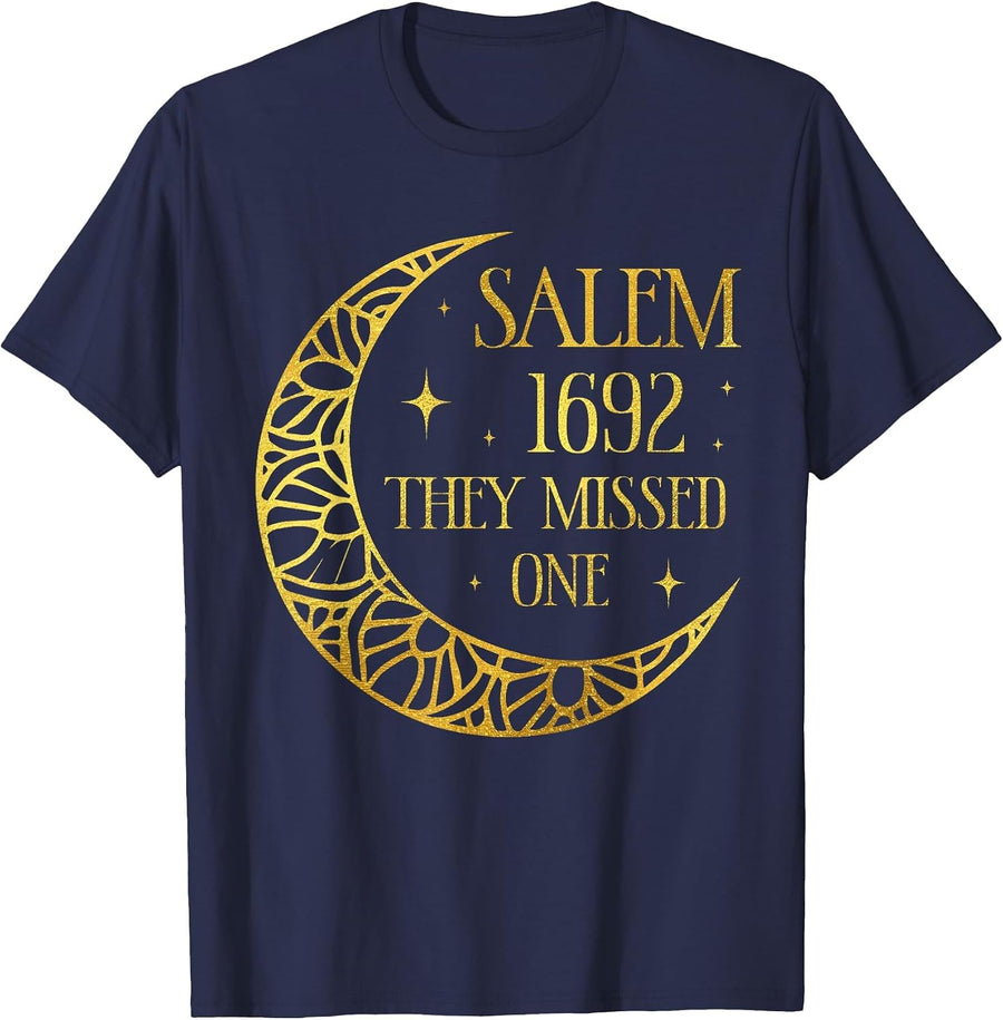 Salem 1962 You Missed One Halloween Feminist Witch Trials T-Shirt - Navy Blue