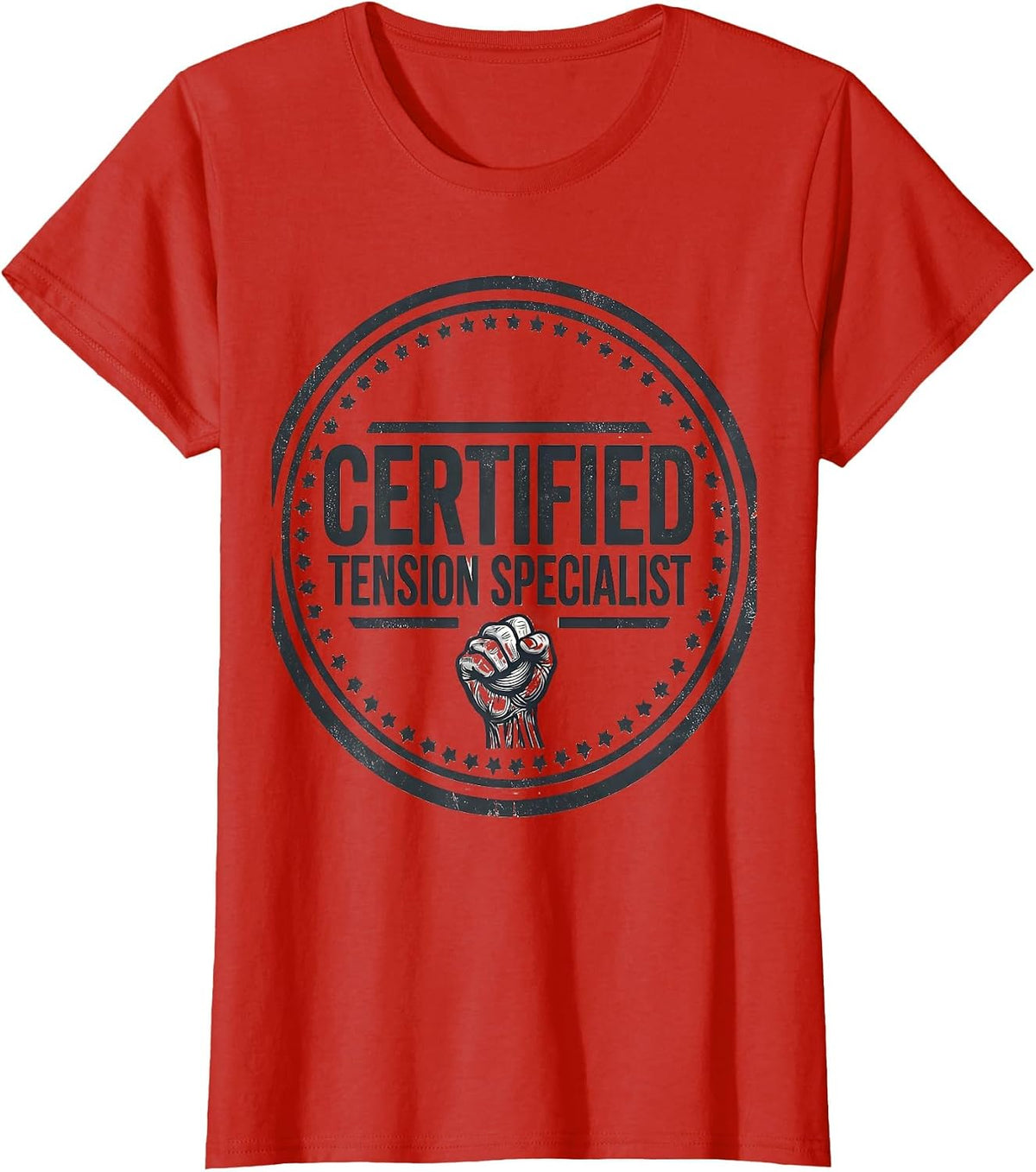 Certified Tension Specialist Funny Massage Therapist LMT T-Shirt - Red