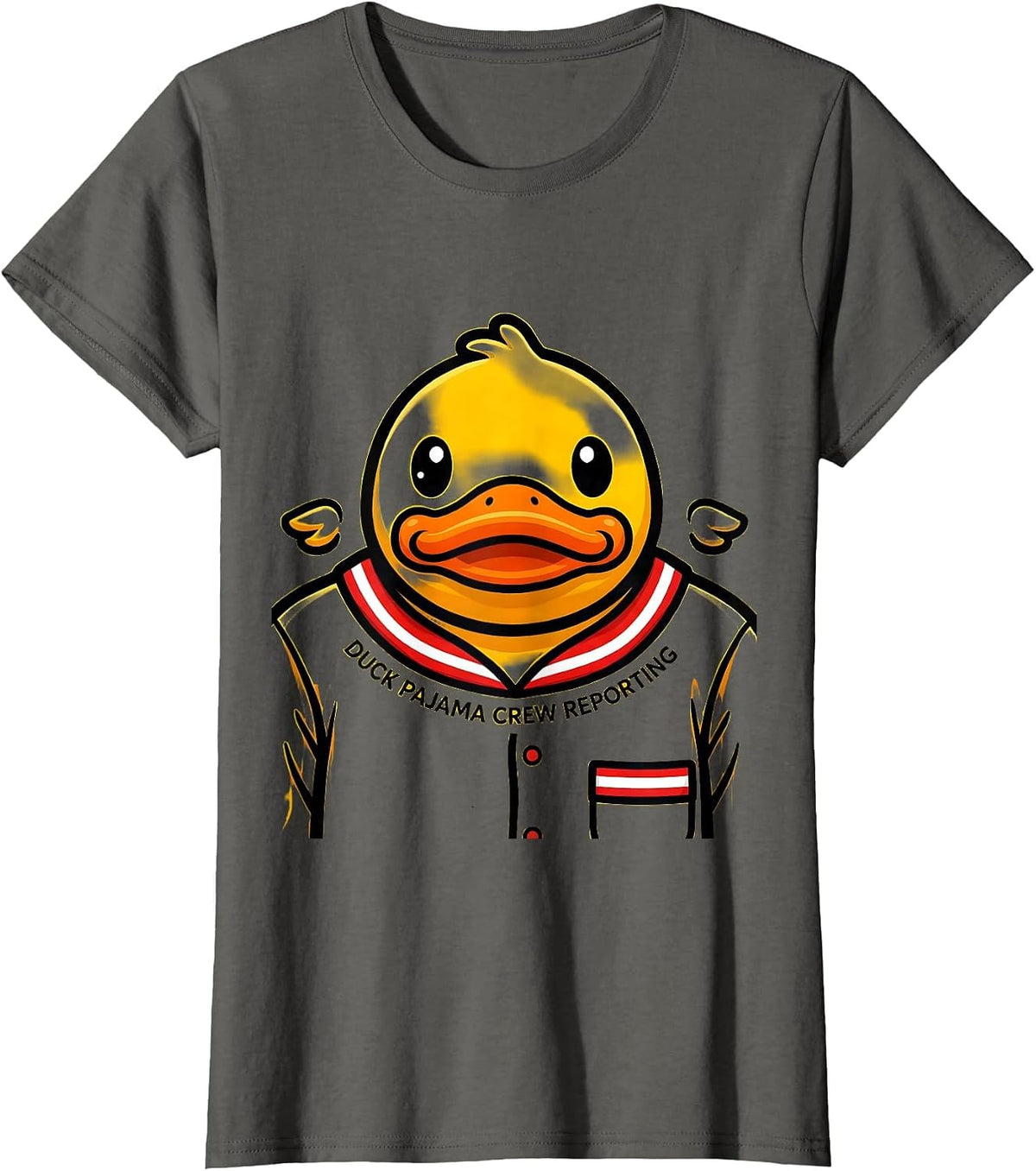 Women's Duck Pajama Crew Reporting Costume Duck Lover Christmas T-Shirt - Asphalt Grey