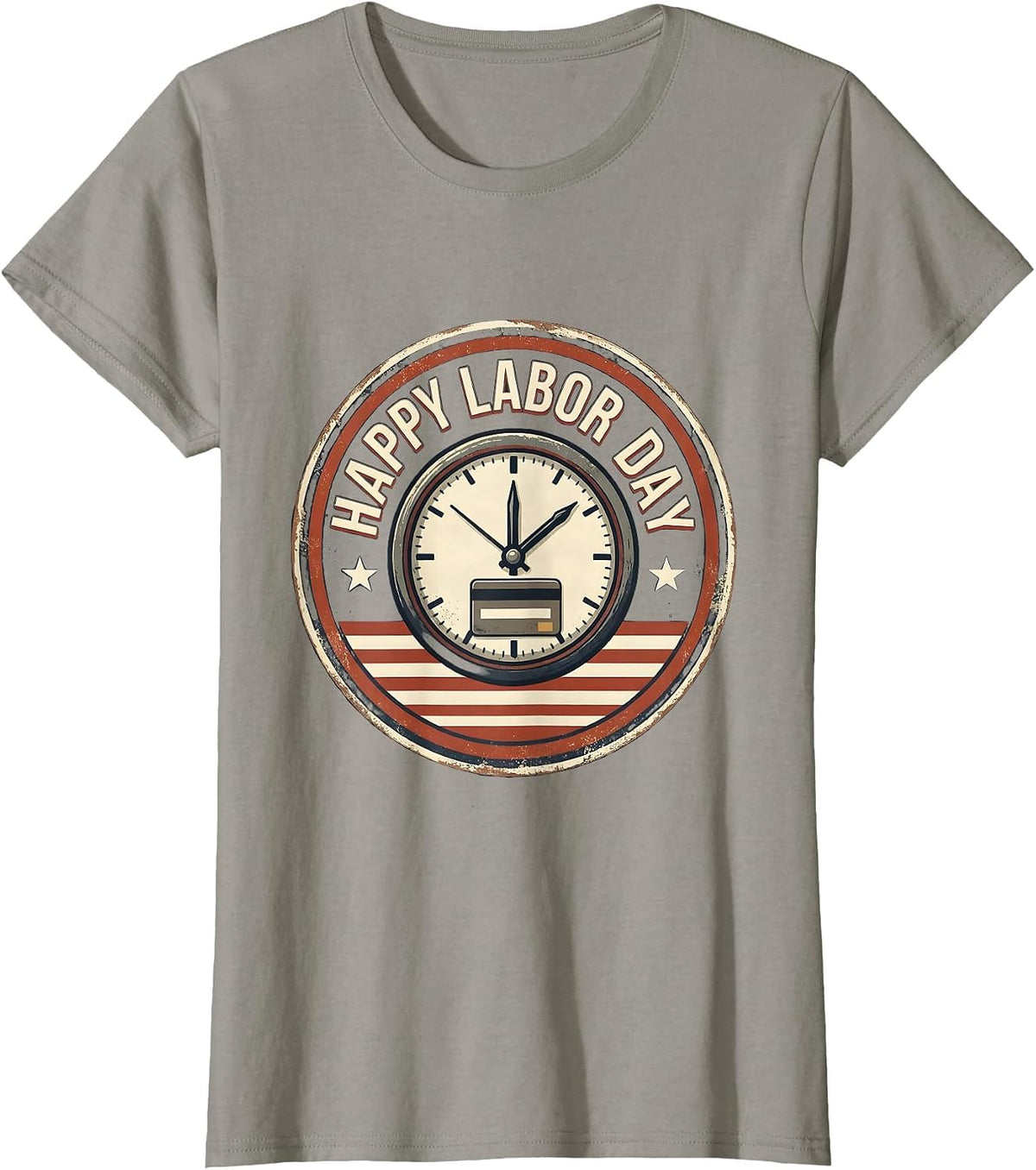 Women's Happy Labor Day Vintage Badge Union Worker Patriotic Holiday T-Shirt - Slate Grey