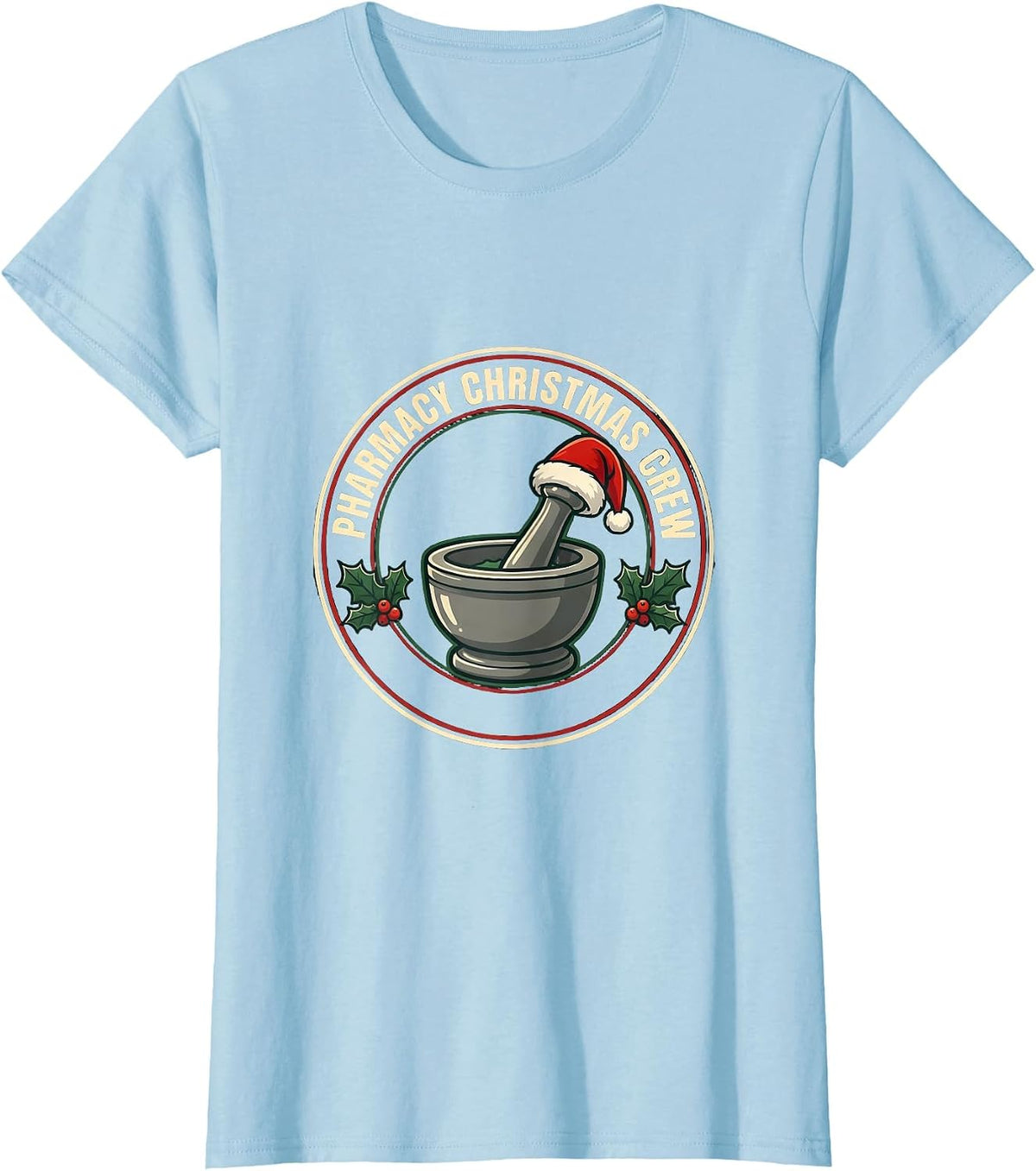 Women's Pharmacy Christmas Crew Funny Pharmacist Tech Holiday Squad T-Shirt - Baby Blue