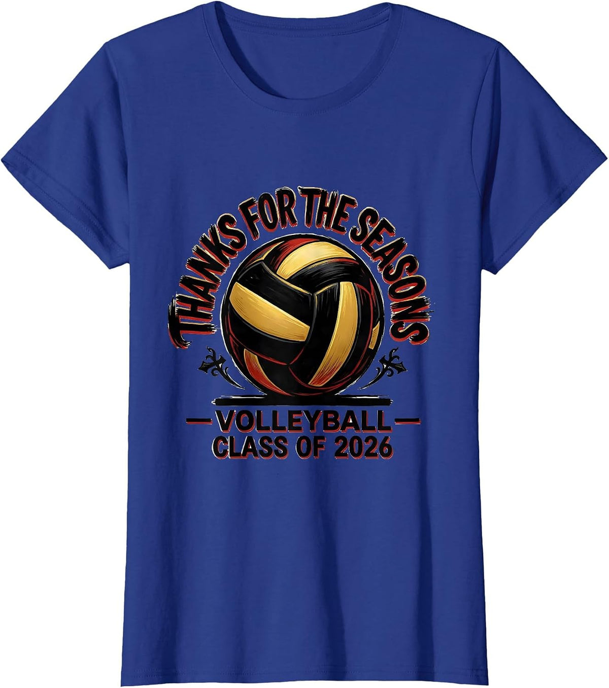 Women's Thanks For The Seasons Volleyball Senior Night 2026 T-Shirt - Royal Blue
