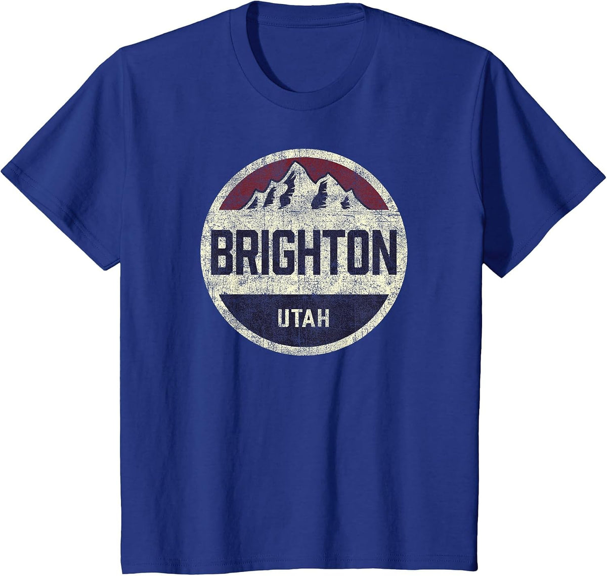 Vintage Retro Brighton Utah Mountain Circle Ski Souvenir T-Shirt - Royal Blue