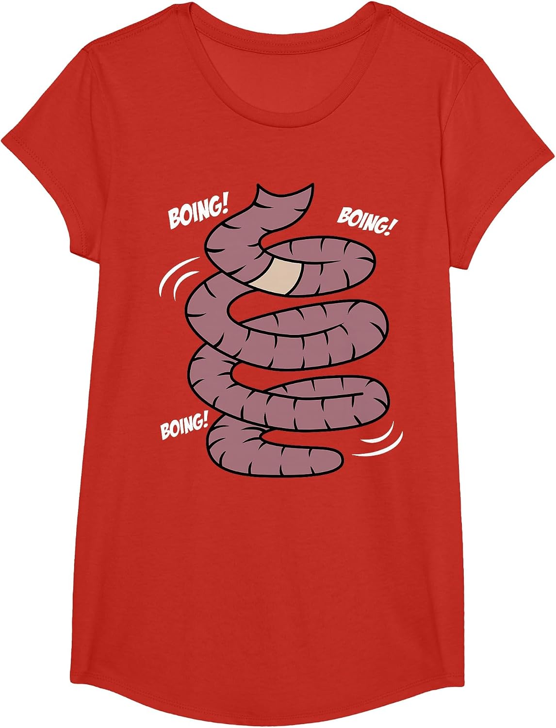 Halloween Costume Jumping Worm Funny Cartoon T-Shirt - Girls Red