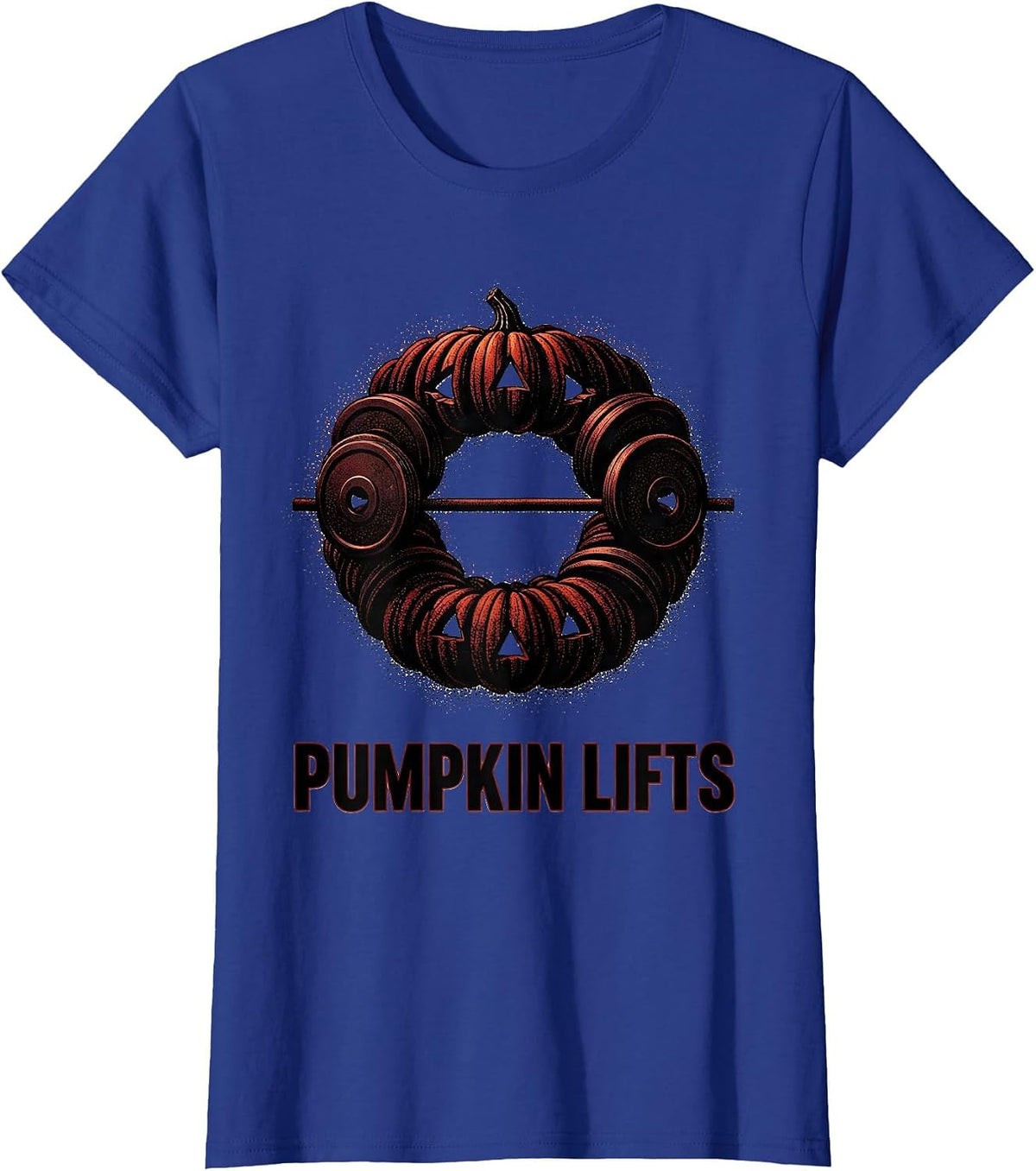 Women's Pumpkin Lifts Funny Gym Workout Halloween Weight Lifting Pun T-Shirt - Royal Blue