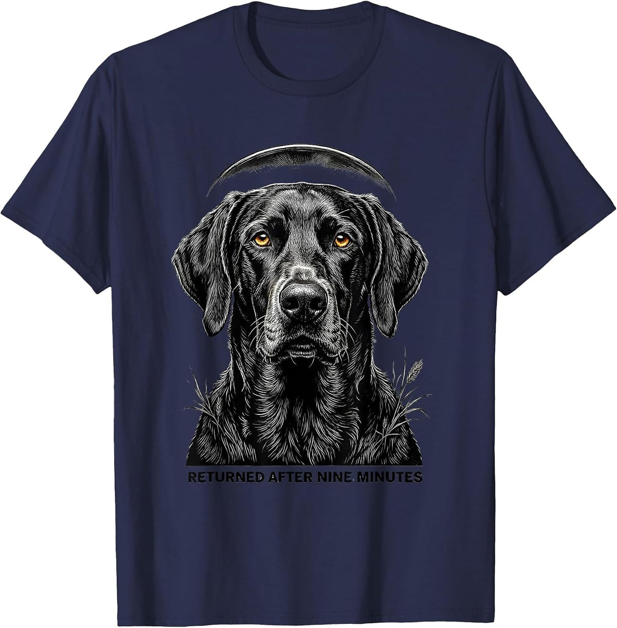 Returned After Nine Minutes Weimaraner UFO Abduction Funny T-Shirt - Navy Blue