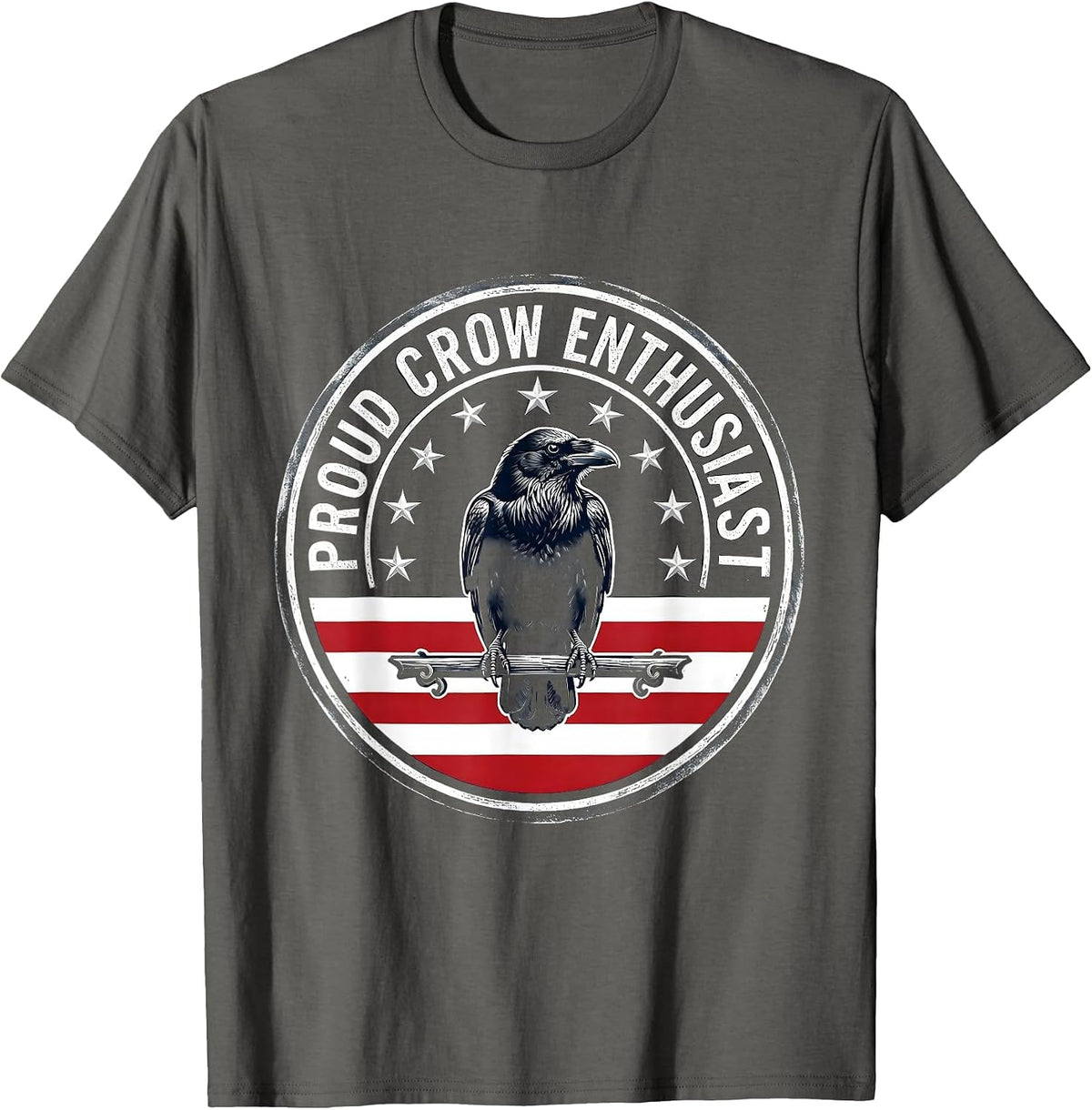 Men's Proud Crow Enthusiast Bird Lover Design T-Shirt - Asphalt Grey