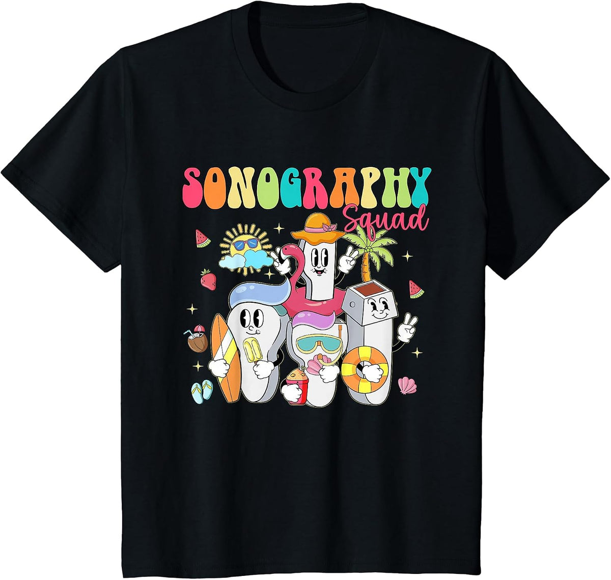 Sonography Squad Summer Vibe Float Ultrasound Tech T-Shirt - Black