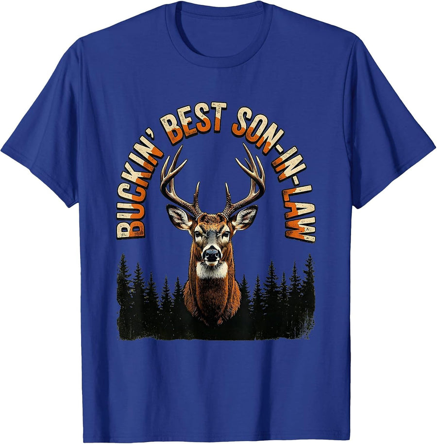 Buckin' Best Son-In-Law Funny Hunting Dad Humor T-Shirt - Royal Blue