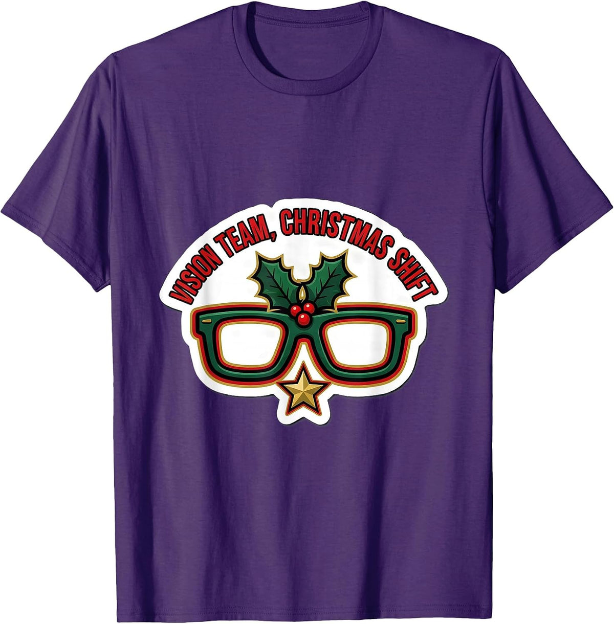 Men's Vision Team Christmas Shift Optometrist Eye Doctor Workwear T-Shirt - Purple