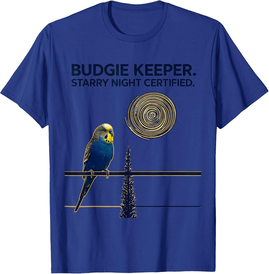 Budgie Keeper Starry Night Certified Minimalist Art Lover T-Shirt - Royal Blue