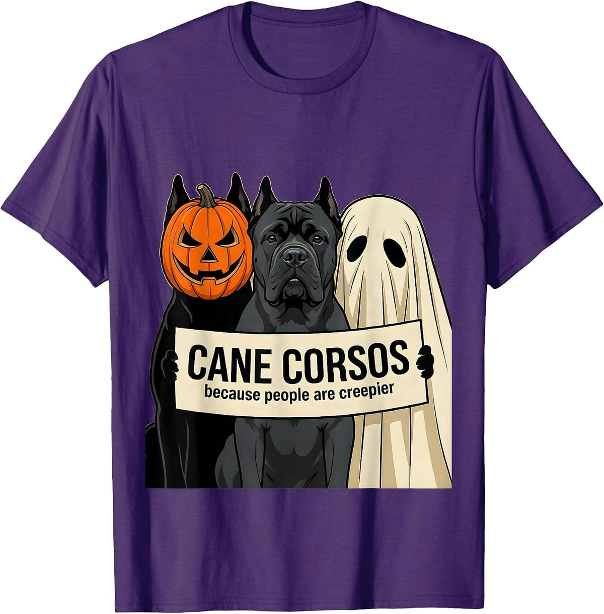 Cane Corsos, because people are creepier Halloween T-Shirt - Purple