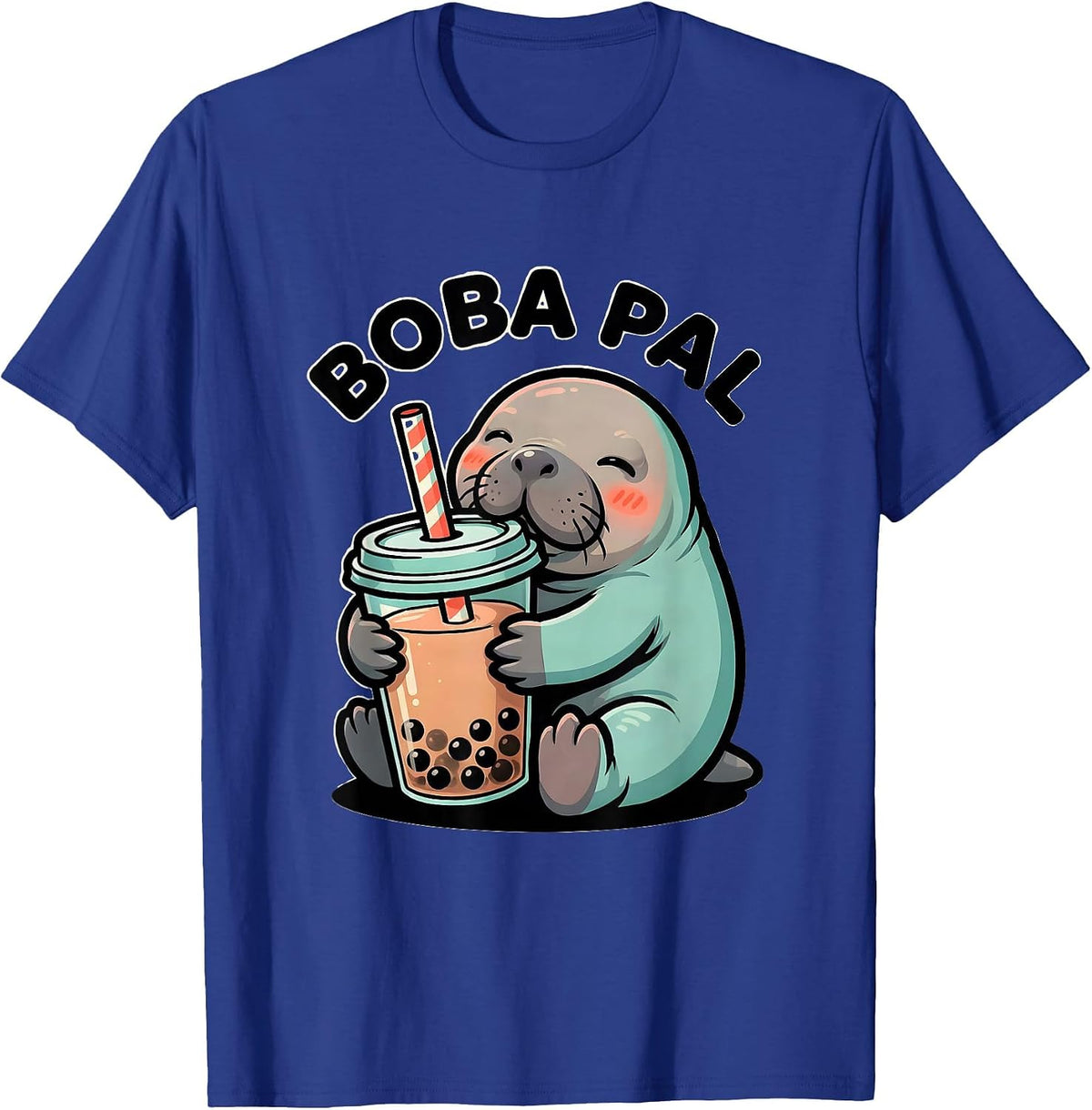 Boba Pal Cute Kawaii Manatee Bubble Tea Lover Girl Gift T-Shirt - Royal Blue