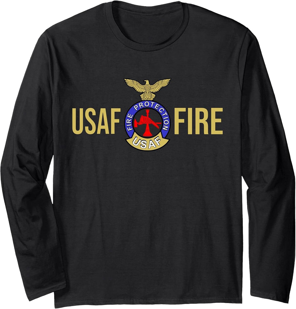 US AIR Force USAF FIRE Protection Rescue Hazmat Long Sleeve T-Shirt - Adult Unisex Black