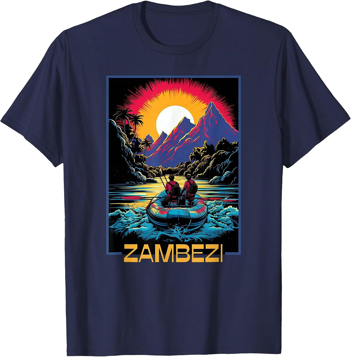 Zambezi River Rafting, Unleash Your Adventure Spirit and Fun T-Shirt - Navy Blue