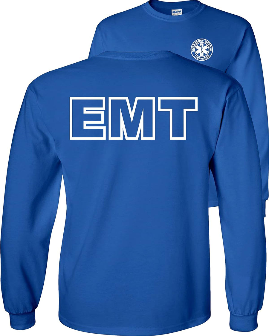 FAIR GAME EMT Long Sleeve Shirt Emergency Medical Techniciann - Royal-white Design