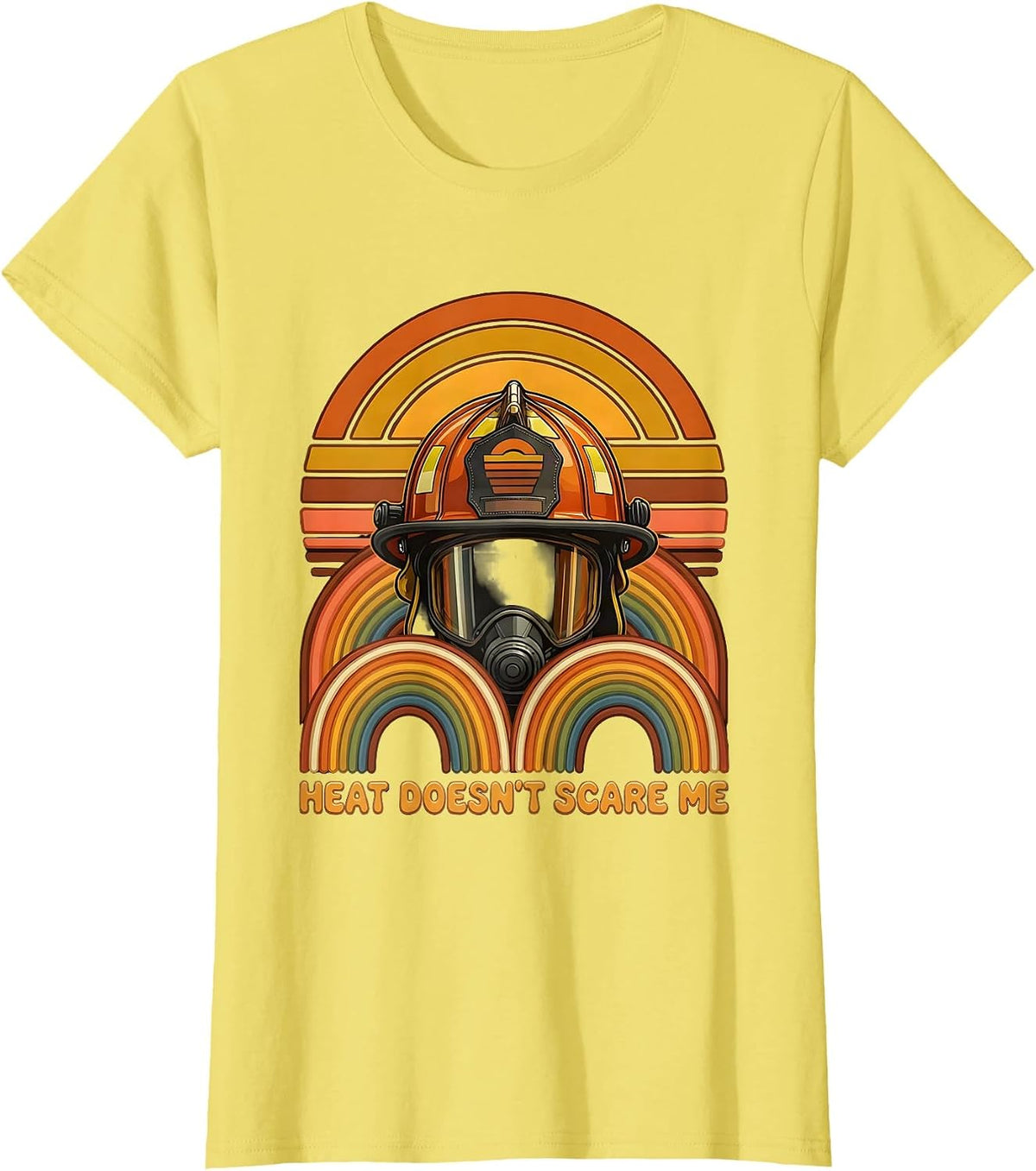 Women's Heat Doesn't Scare Me Firefighter Design T-Shirt - Lemon Yellow