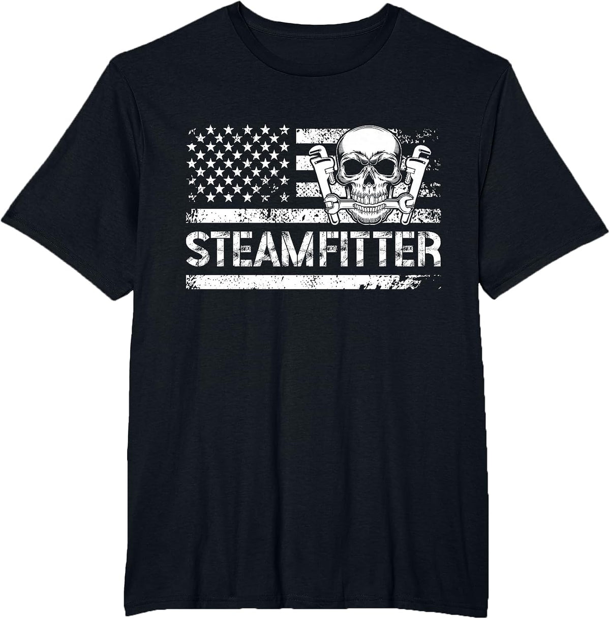 Steamfitter US Flag Pipefitter Steamfitters T-Shirt - Black