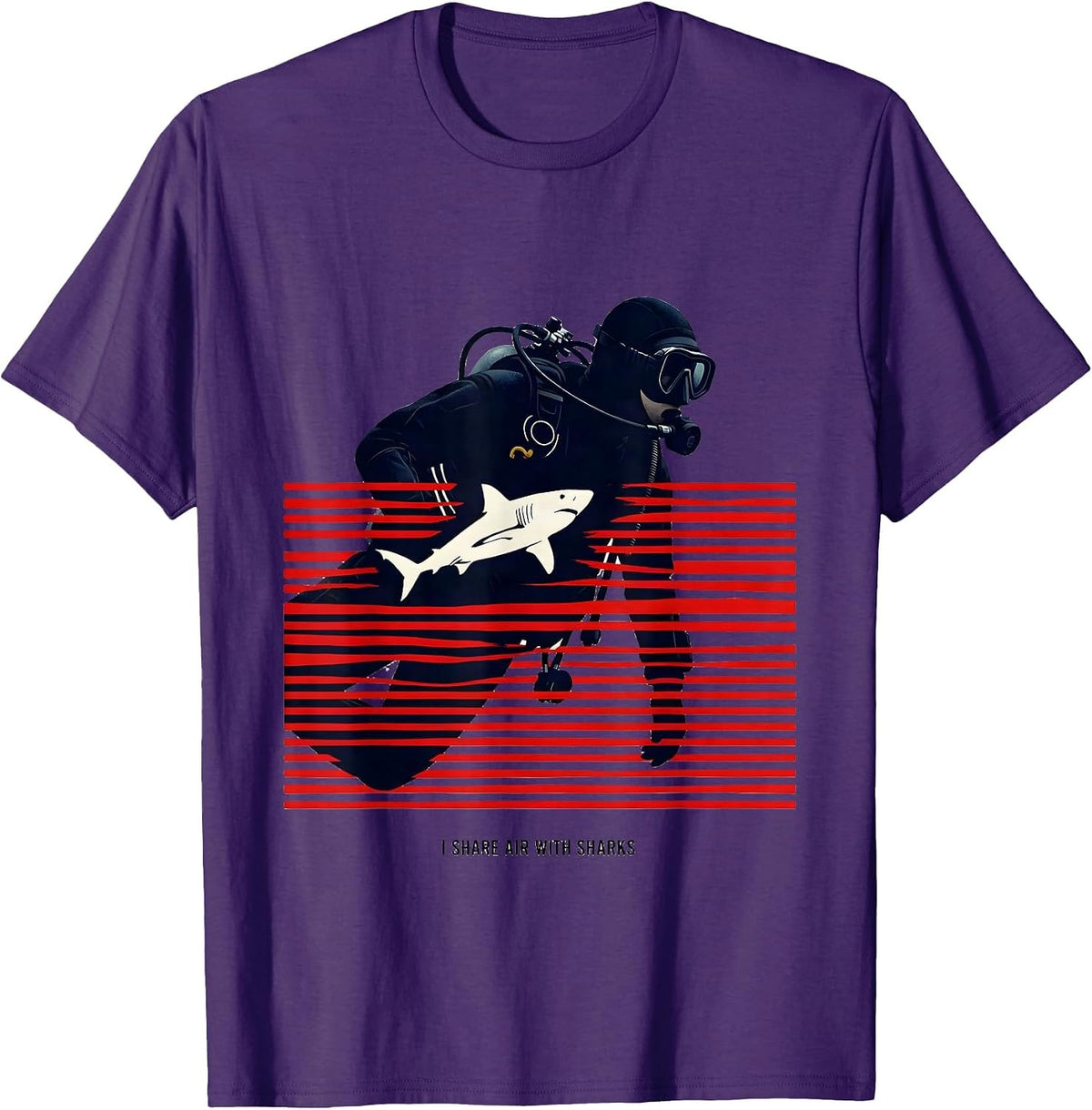 I Share Air With Sharks Funny Scuba Diver Humor T-Shirt - Purple