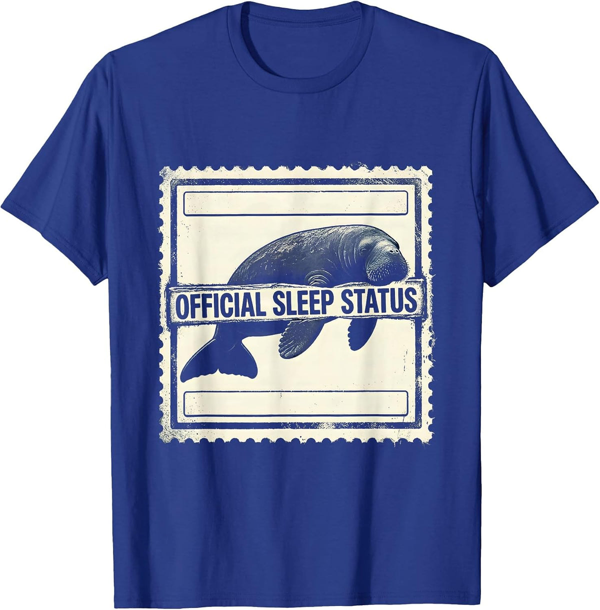 Official Sleep Status Funny Manatee Sea Cow Wildlife Humor T-Shirt - Royal Blue