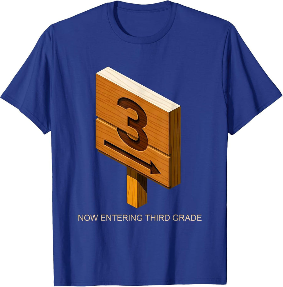 Now Entering Third Grade Playful Back To School Teacher Kids T-Shirt - Royal Blue