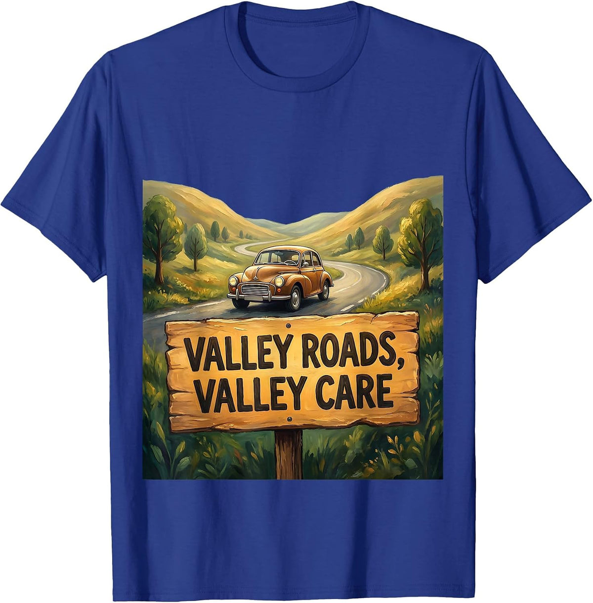 Men's Valley Roads Valley Care Automotive Design T-Shirt - Royal Blue
