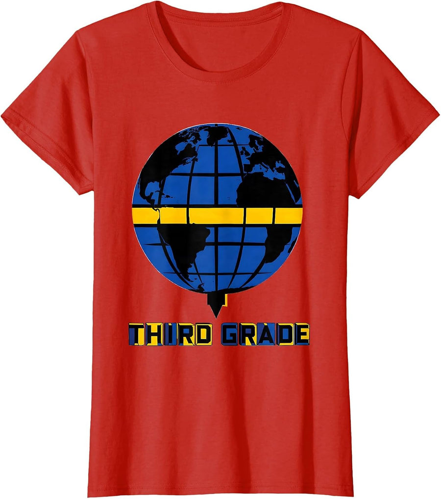 Women's Third Grade Playful Back To School Teacher Student First Day T-Shirt - Red