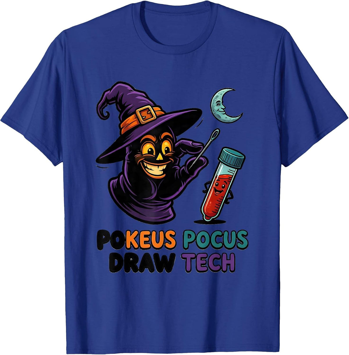 Men's Pokeus Pocus Draw Tech Funny Nurse Halloween Phlebotomist T-Shirt - Royal Blue