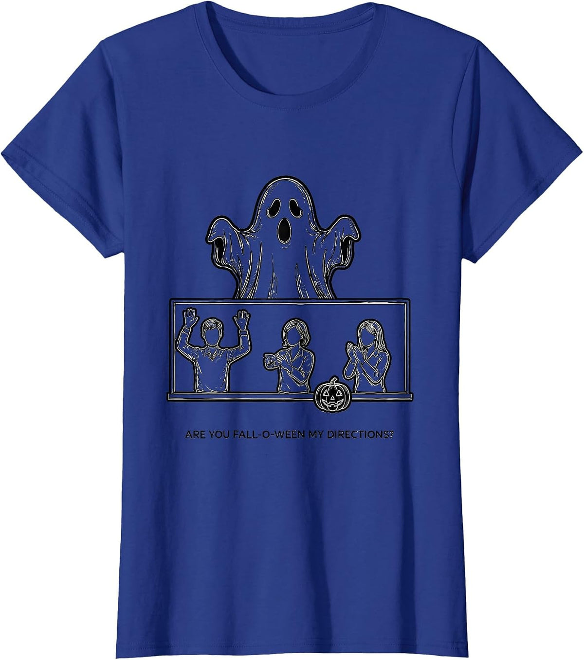 Women's Are You Fall-O-Ween My Directions Funny Teacher Ghost T-Shirt - Royal Blue