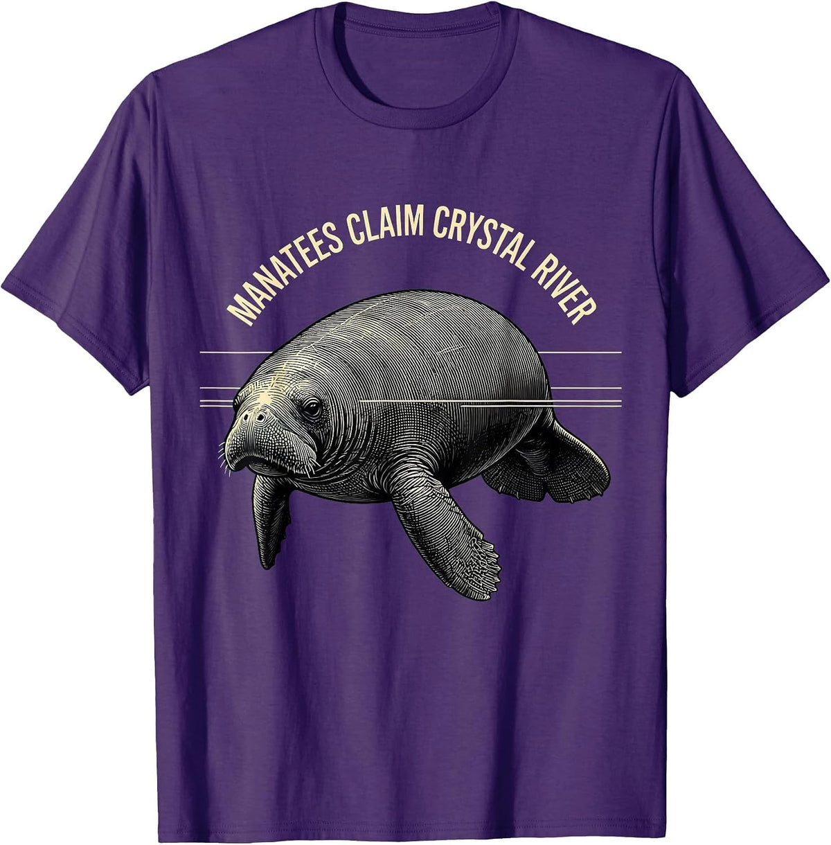 Manatees Claim Crystal River Vintage Florida Wildlife Gulf T-Shirt - Purple