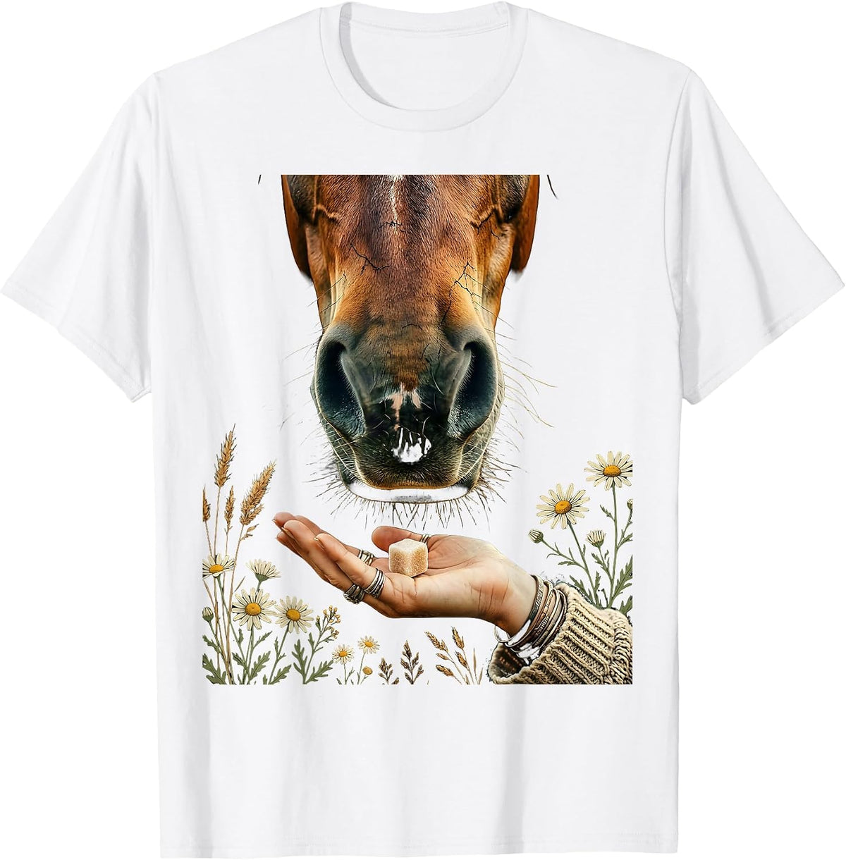 Horse Sugar Cube Cowboy Graphic Tee T-Shirt - White