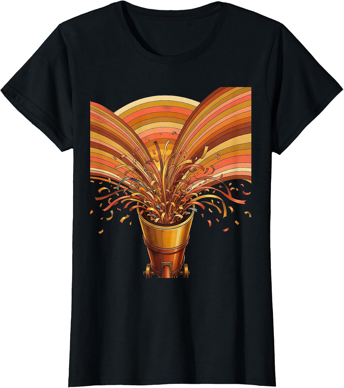 Confetti Cannon Night Sky Celebration Graphic T-Shirt - Black