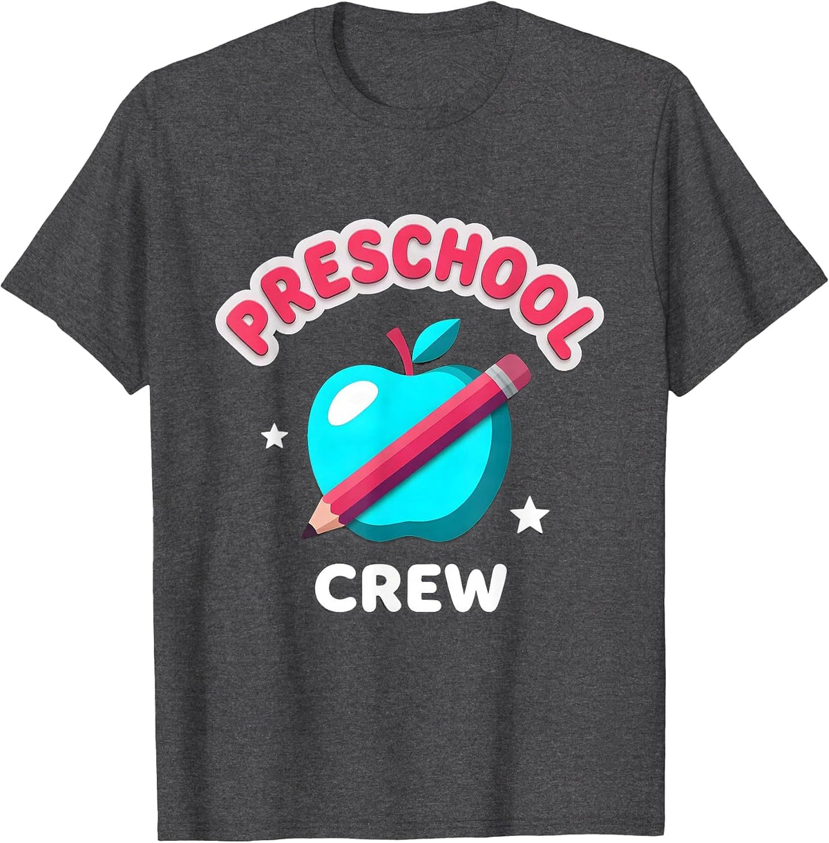 Men's Preschool Crew Funny Teacher Gift Back To School T-Shirt - Dark Heather Grey