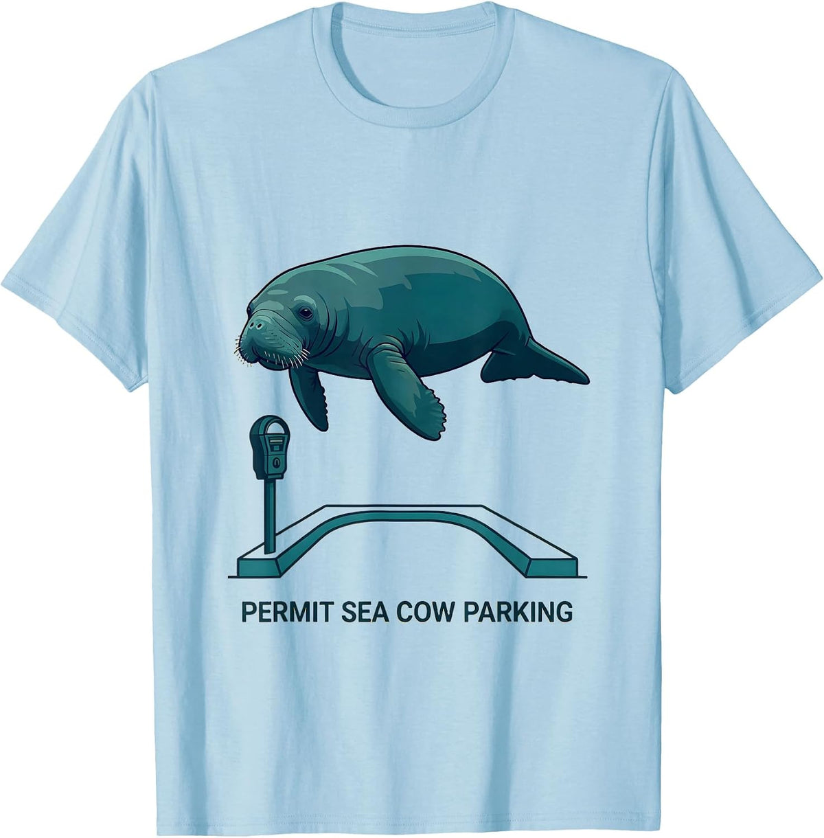 Men's Permit Sea Cow Parking Funny Manatee Wildlife Lover Gift T-Shirt - Baby Blue