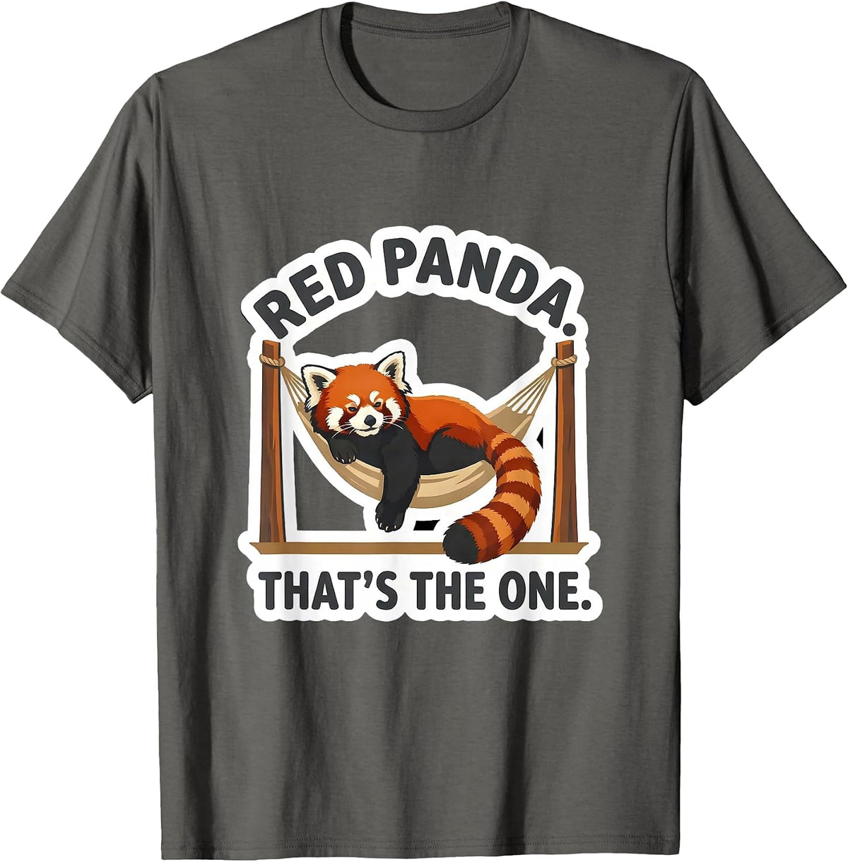 Men's Red Panda That's The One Funny Animal Lover Novelty Sticker T-Shirt - Asphalt Grey