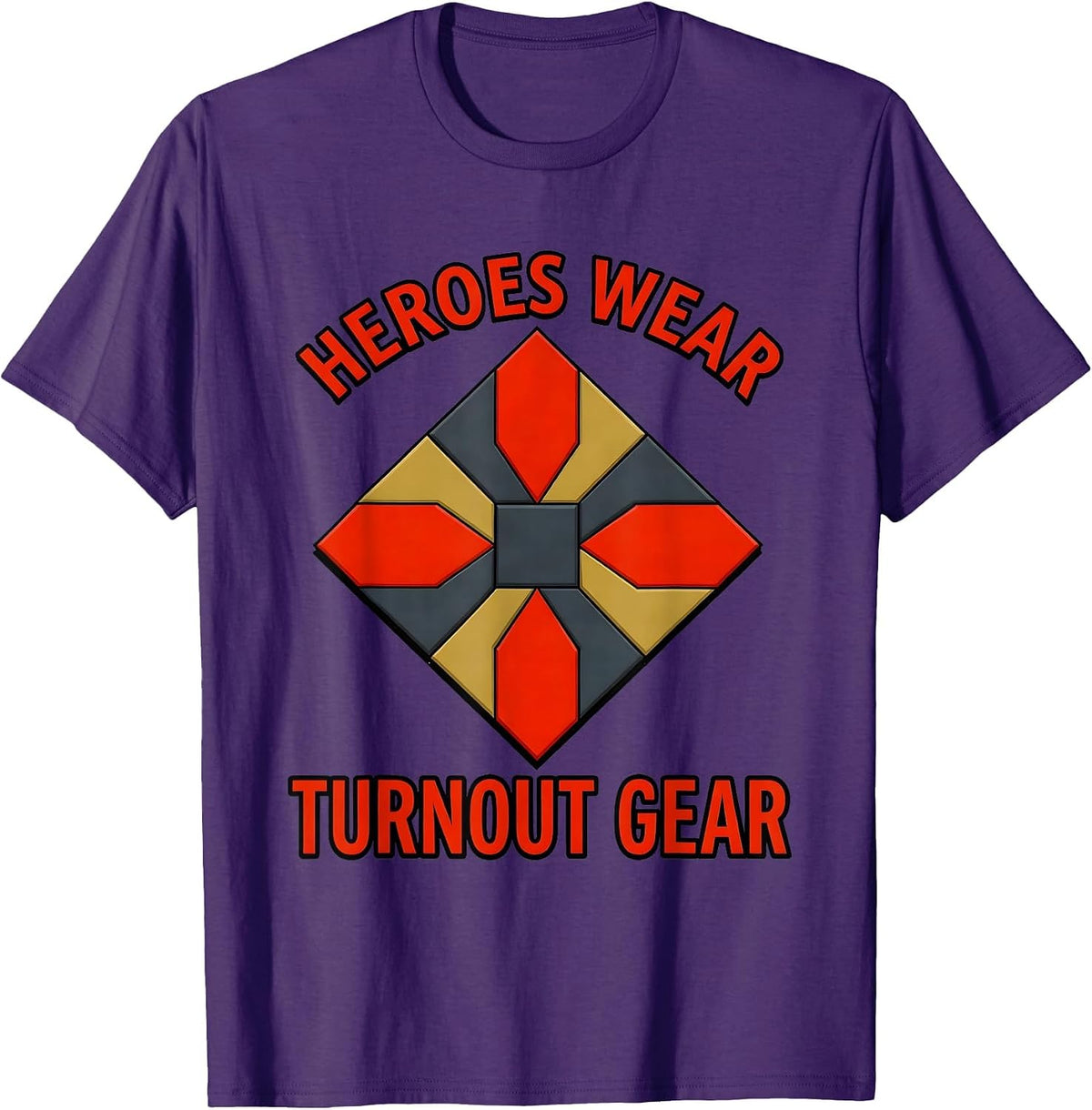 Heroes Wear Turnout Gear Firefighter Design T-Shirt - Purple