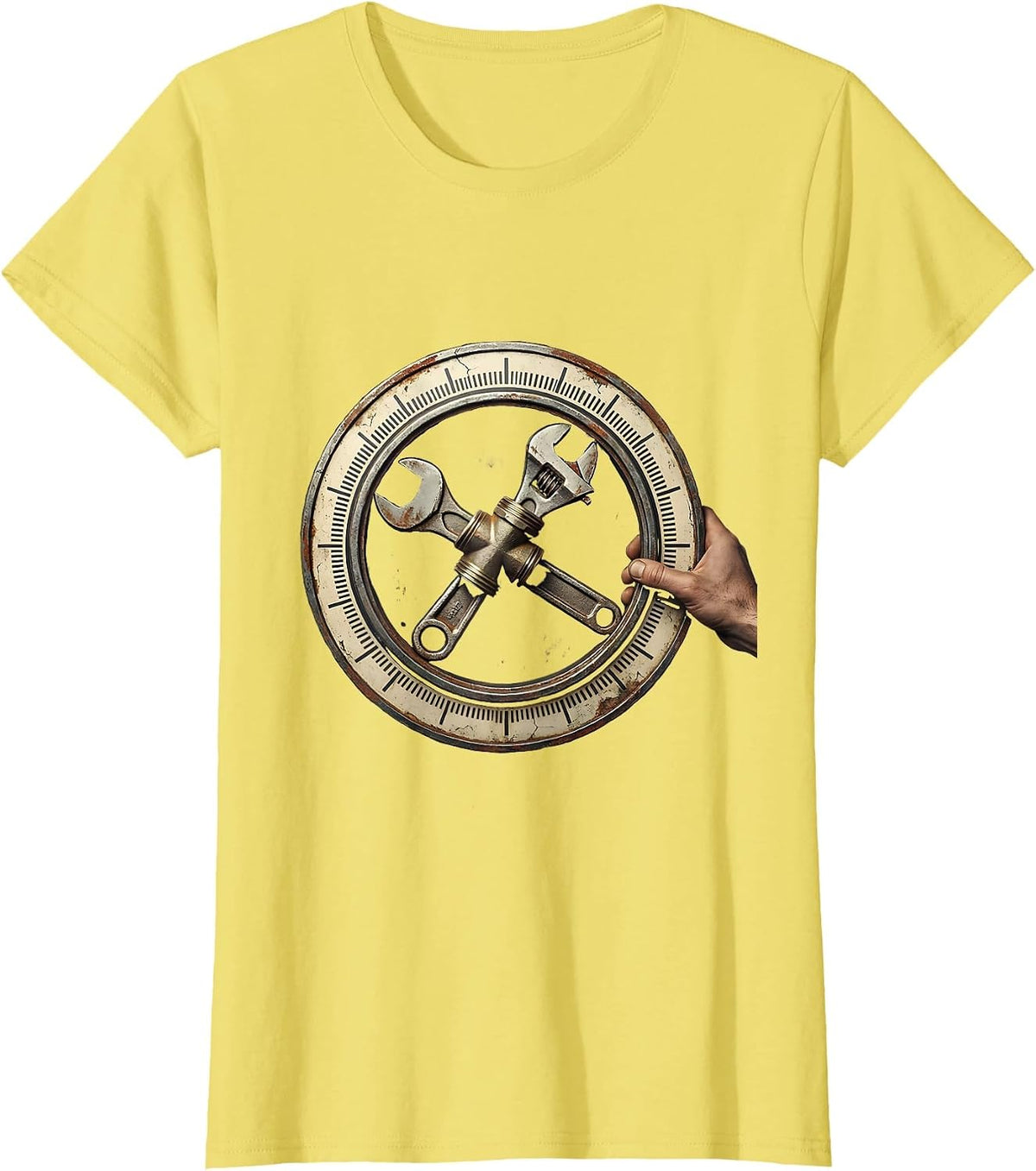 Women's Sealed Pipe Joint Distressed Funny Plumber Gift T-Shirt - Lemon Yellow