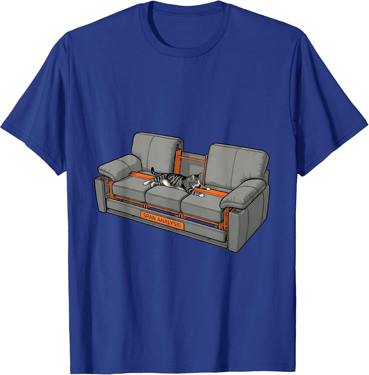 Span Analysis Funny Cat Physics Humor Design Cat Science T-Shirt - Royal Blue