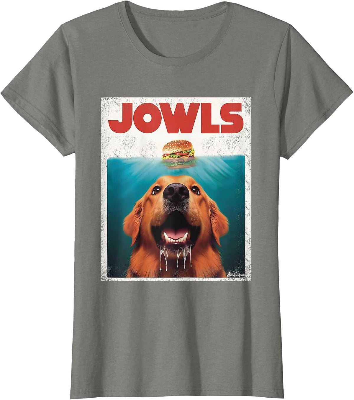 Funny Golden Retriever Rusty Goldie Jowls, Burger Dog Mom T-Shirt - Olive Heather