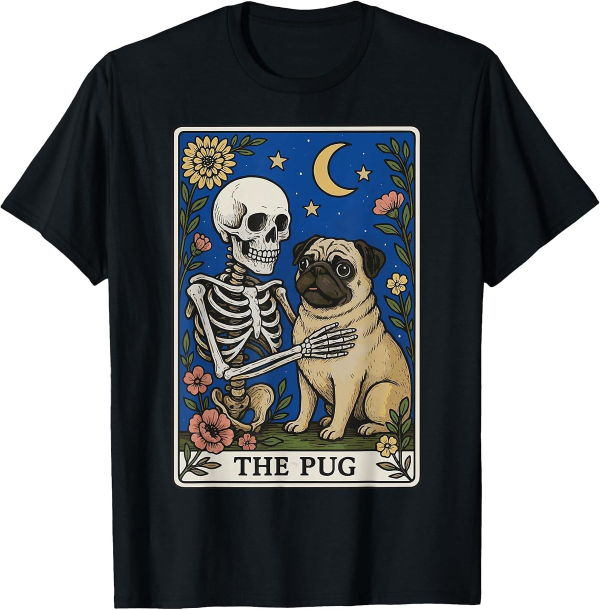 The Pug Tarot Card T-Shirt - Black