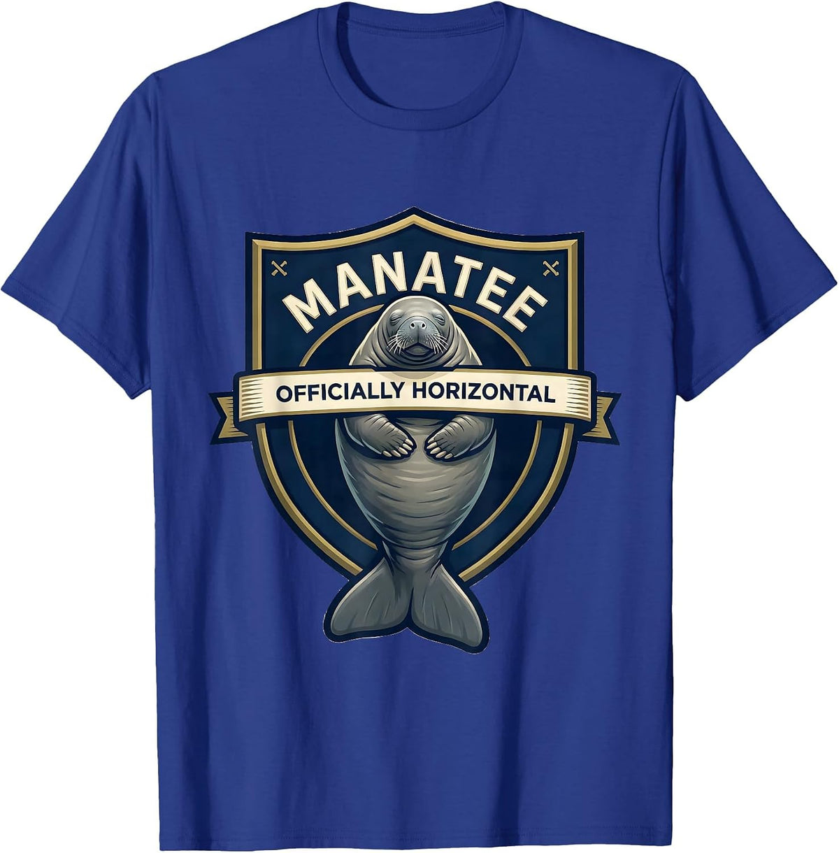 Manatee Officially Horizontal Funny Sea Animal Lover Humor T-Shirt - Royal Blue