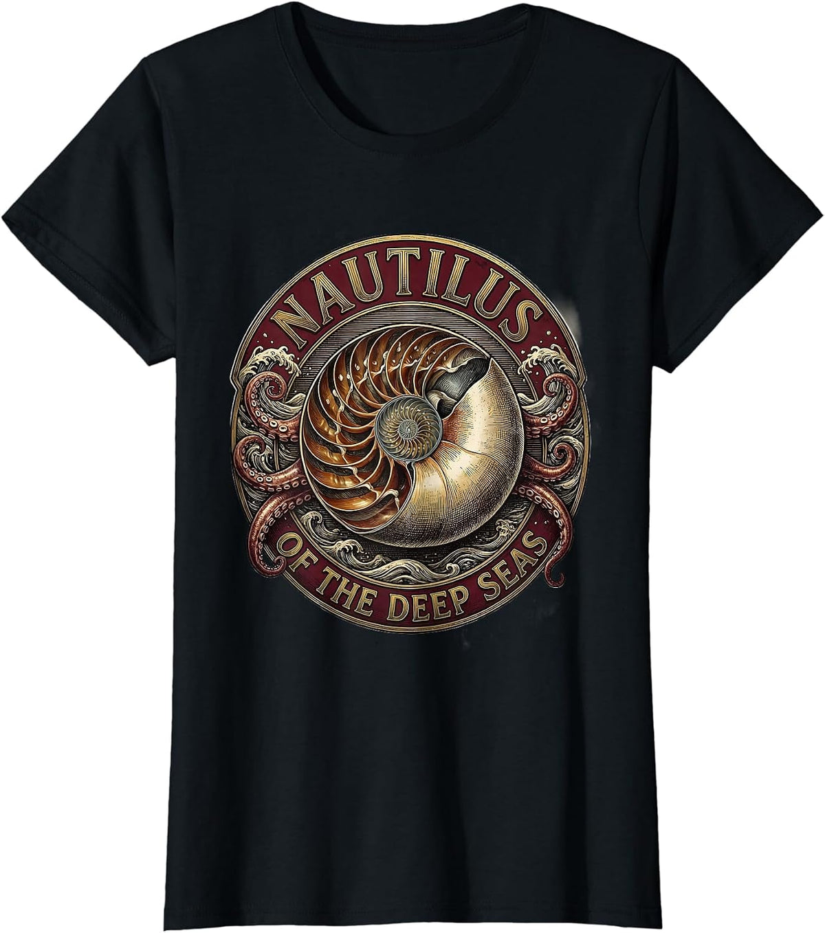 Nautilus Of The Deep Seas Ocean Creature Design T-Shirt - Black