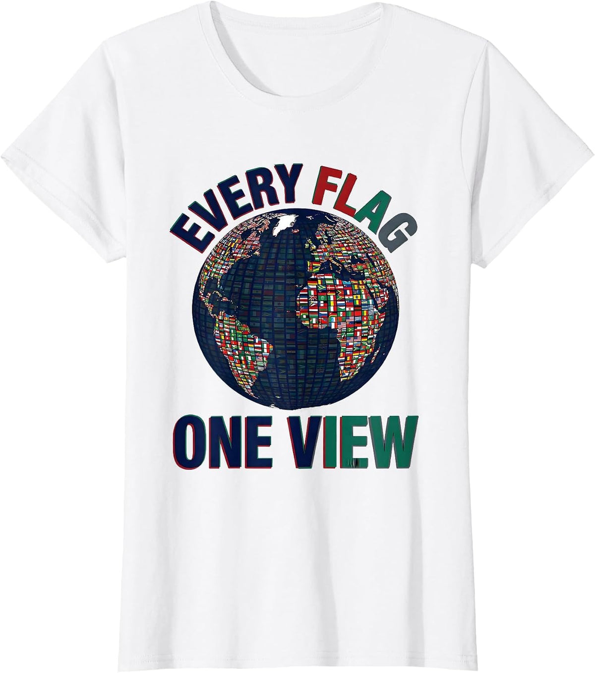 Every Flag One View Retro World Travel Geography T-Shirt - White