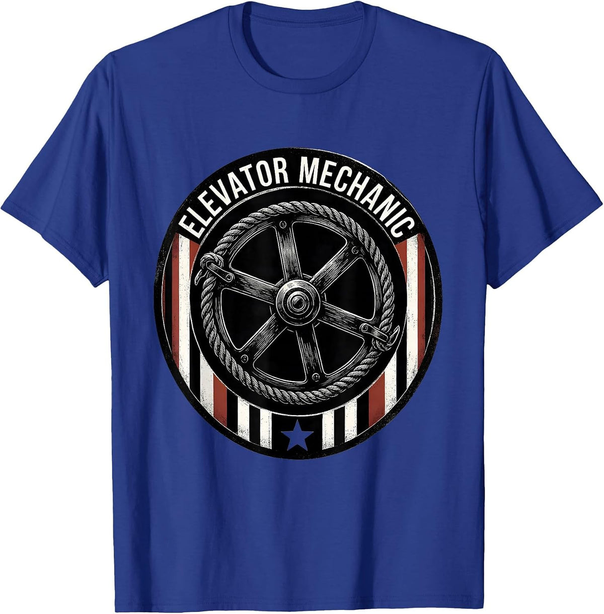 Elevator Mechanic Scratchboard Patriotic American Flag Gift T-Shirt - Royal Blue